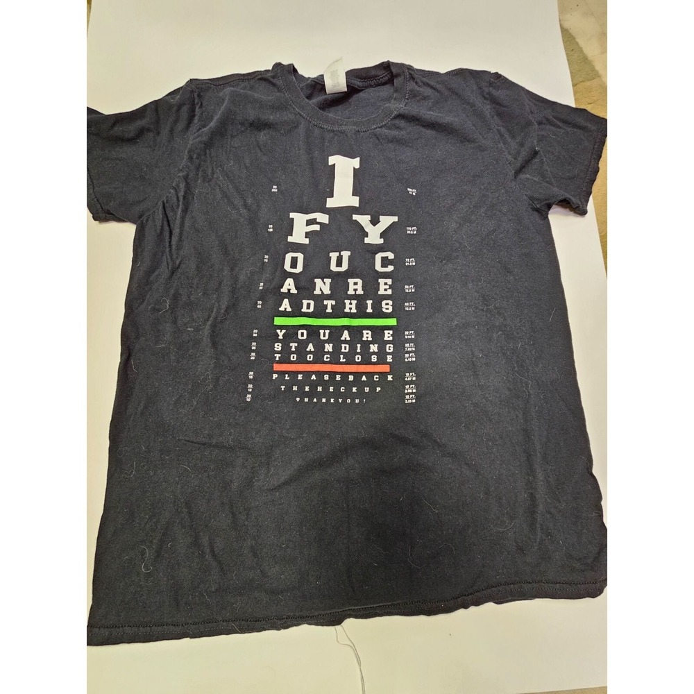 Gildan Softstyle Eye Chart Funny Graphic Tee Black Mens Large Short Sleeve Shirt